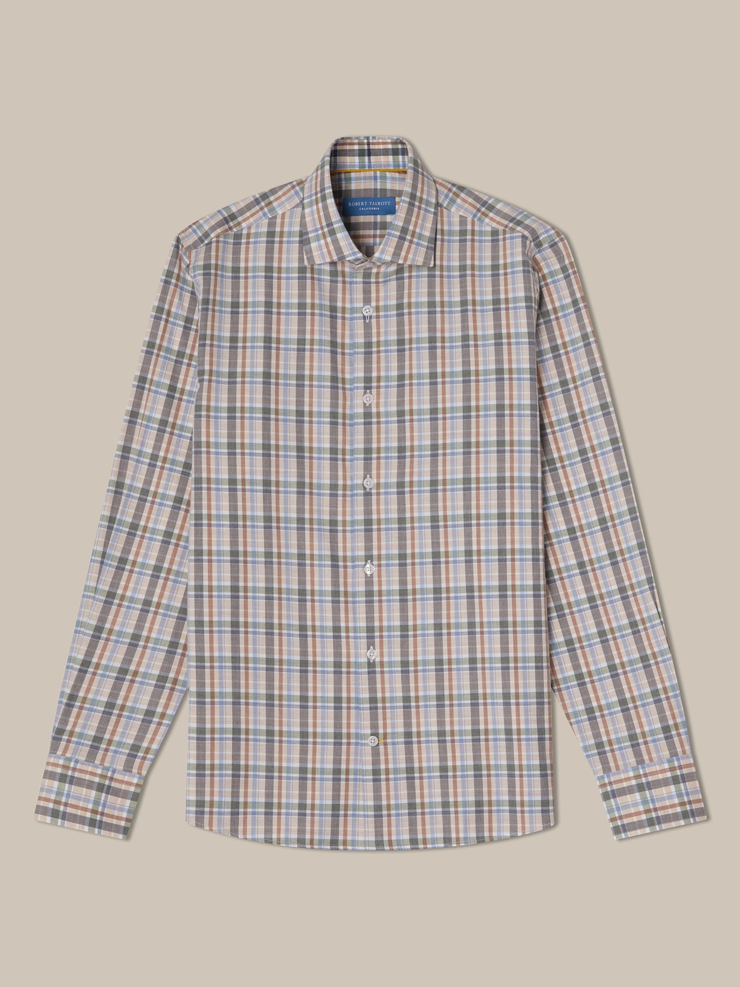 Robert Talbott Reynolds Ultra Light Brushed Plaid camicia beige