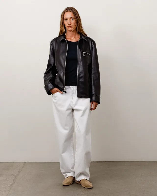 Stussy Junya Leather Jacket giacca pelle nera pelle 100%