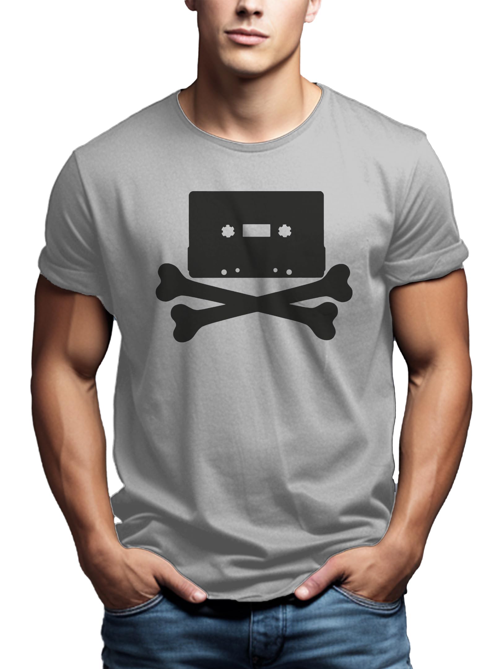 MAKAYA T-Shirt Uomo Hip Hop Tape maglietta cotone L