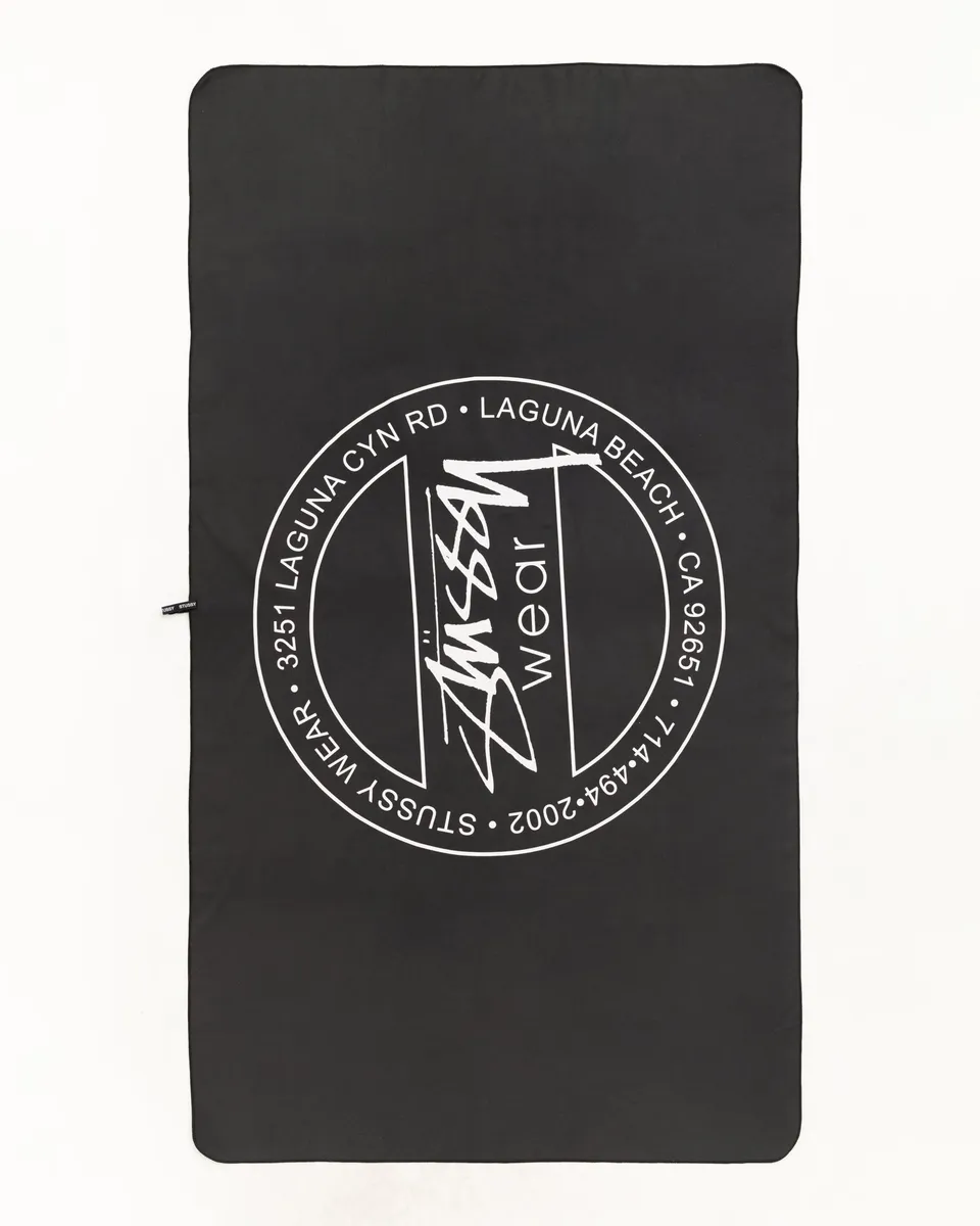 Stussy Dot Speed Dry Towel telo nero 85x150