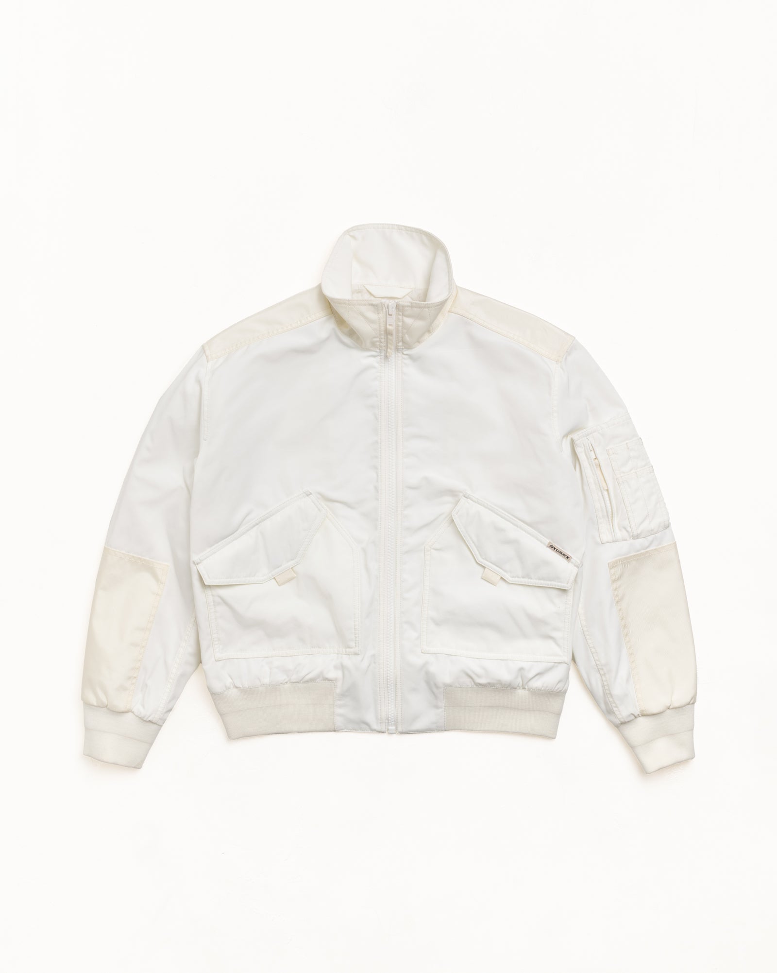 Stussy Mock Neck Flight Bomber giubbotto bianco imbottito