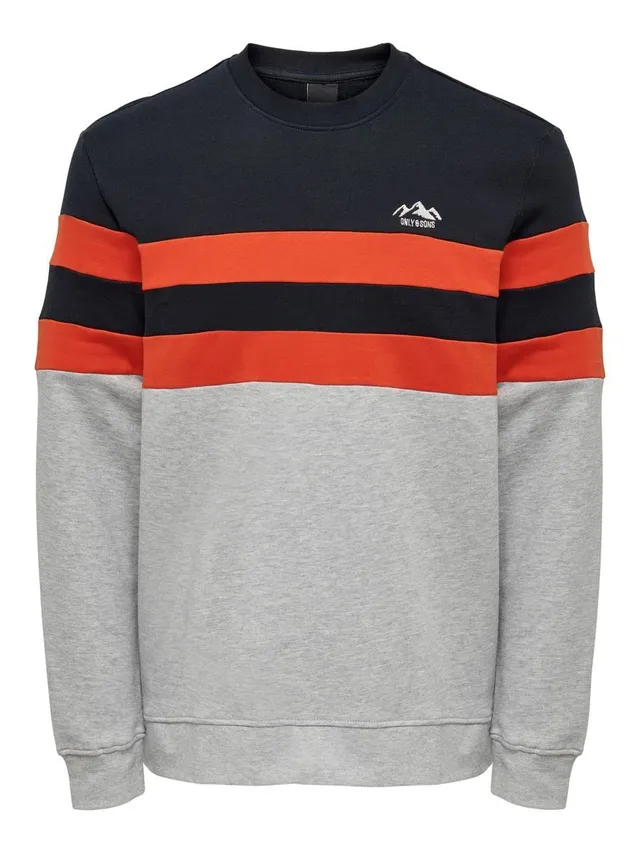 Only & Sons felpa uomo S grigio chiaro melange cotone