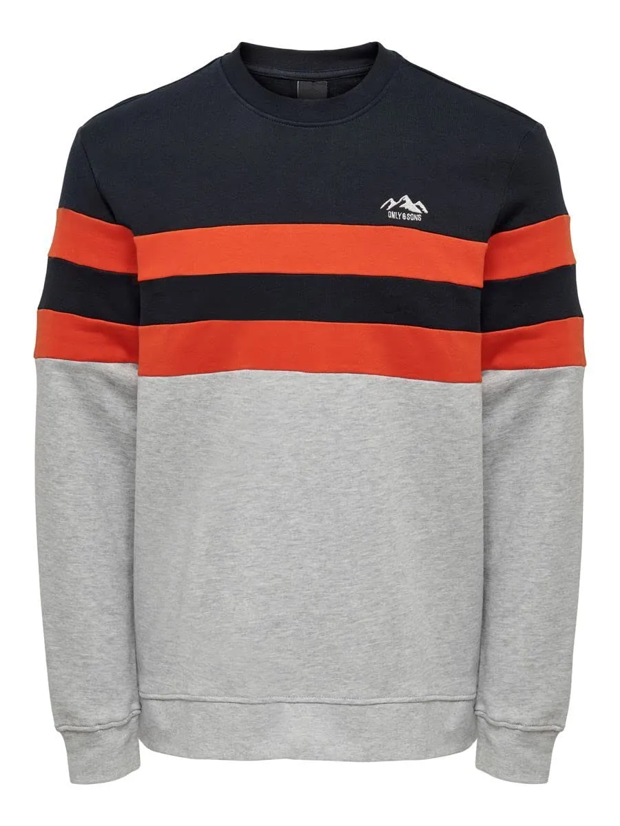 Only & Sons felpa uomo S grigio chiaro melange cotone