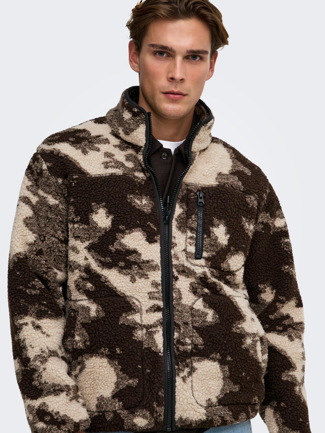Only & Sons Onswadud Giacca Sherpa Uomo Pile Collo Alto