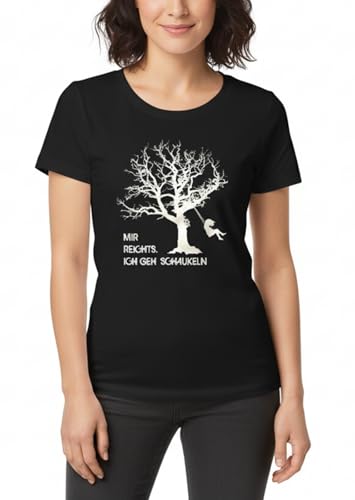 MAKAYA Sto a Dondolo T-Shirt Donna Nera Cotone