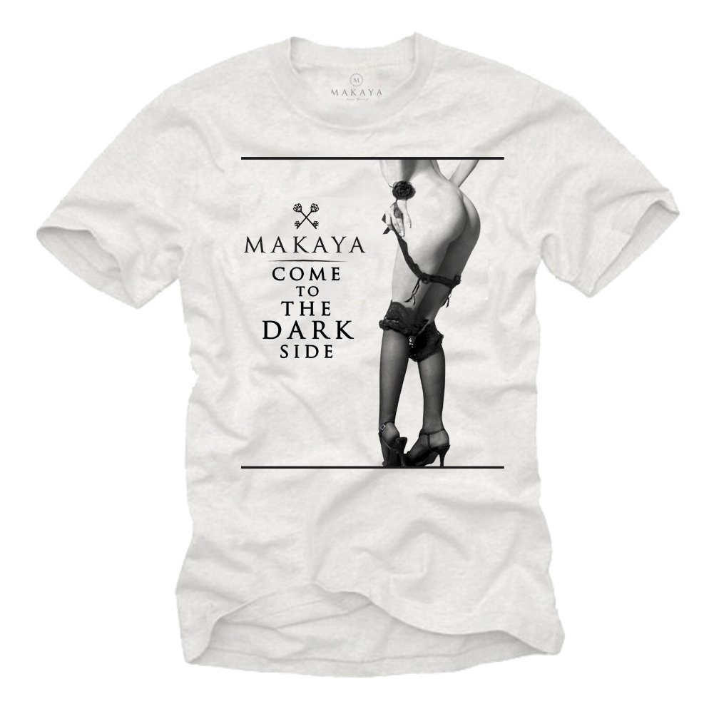 Makaya T-Shirt Uomo Sexy Pin Up Maglietta Bianco 100% Cotone L