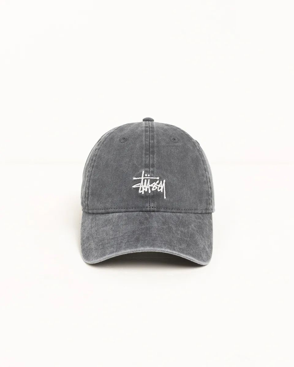 Stussy Basic Cap Washed Berretto Charcoal 100% Cotone
