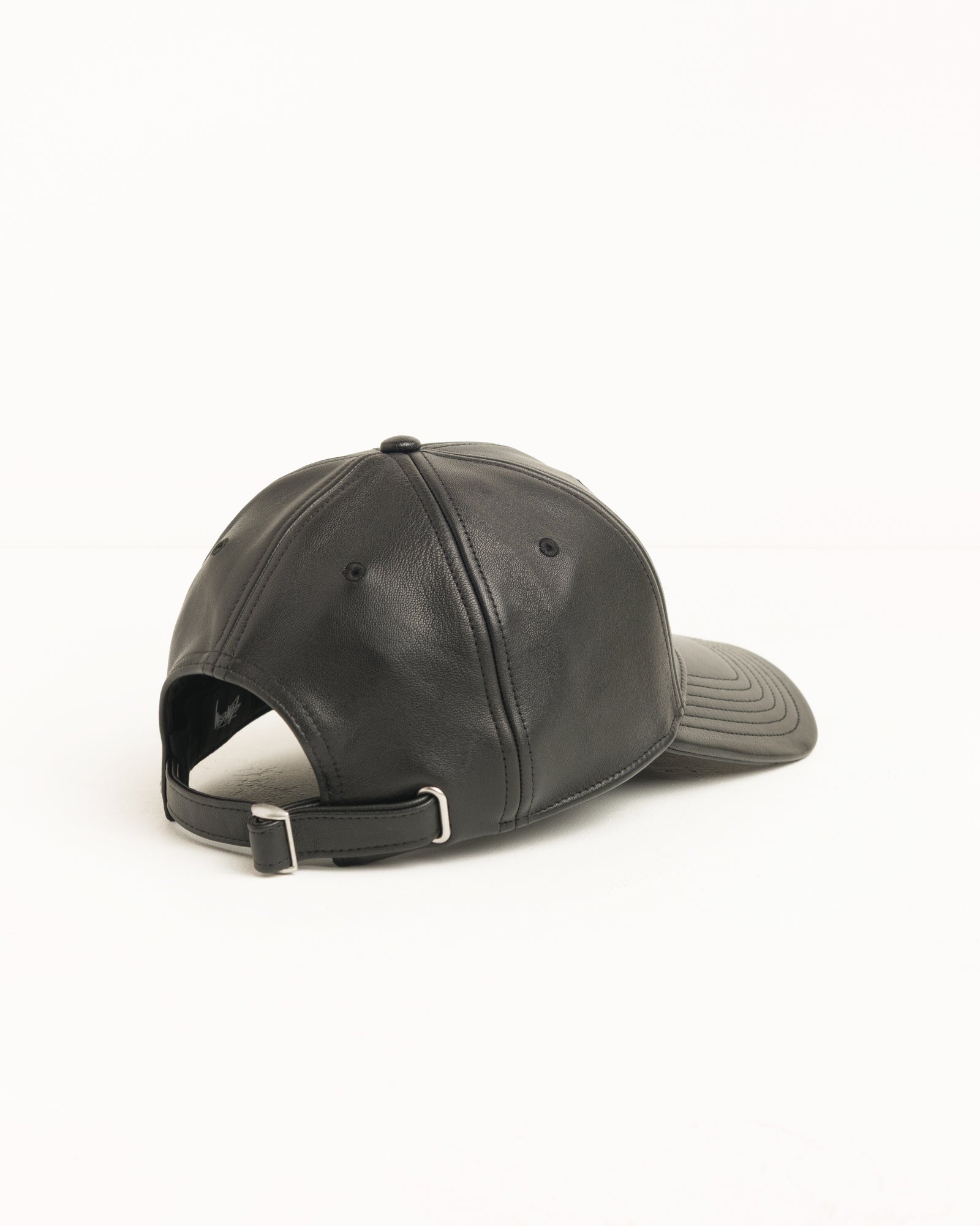 Stussy Leather Basic Cap berretto nero pelle