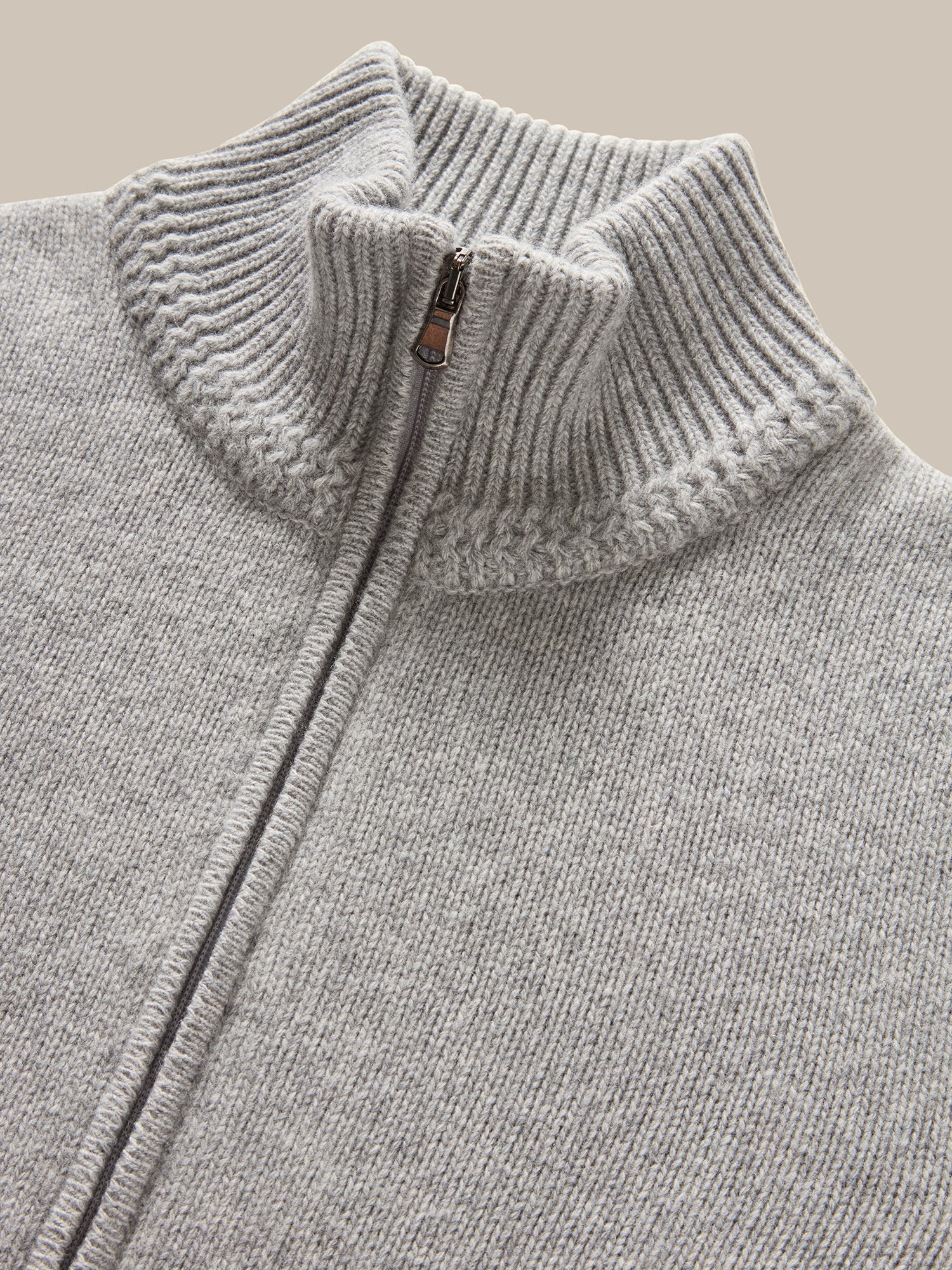 Robert Talbott Graham Full Zip Maglione Uomo Grigio Chiaro Cashmere