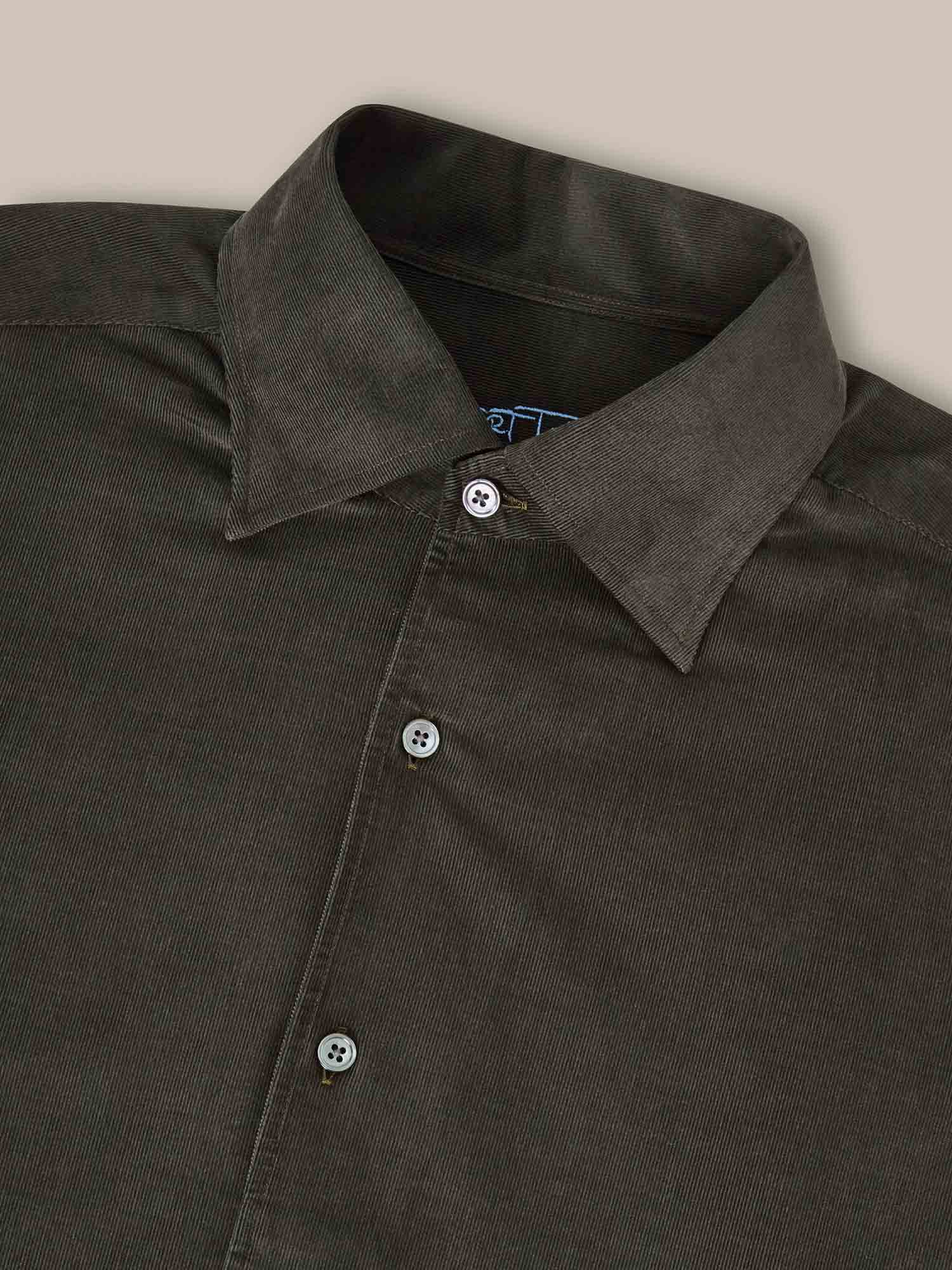 Robert Talbott Morgan Corduroy Camicia Velluto Oliva Cotone
