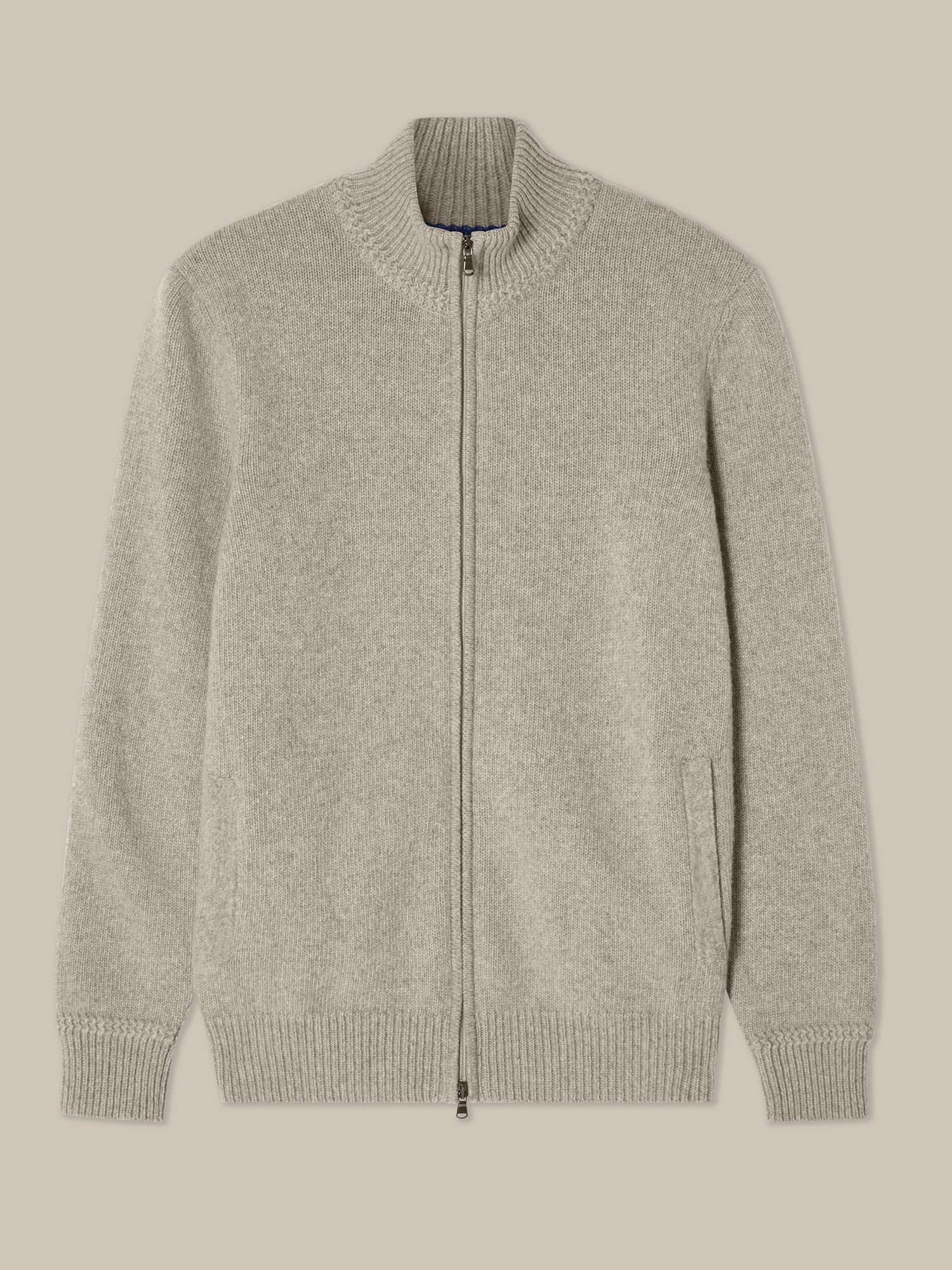 Robert Talbott Graham maglione full zip crema cashmere