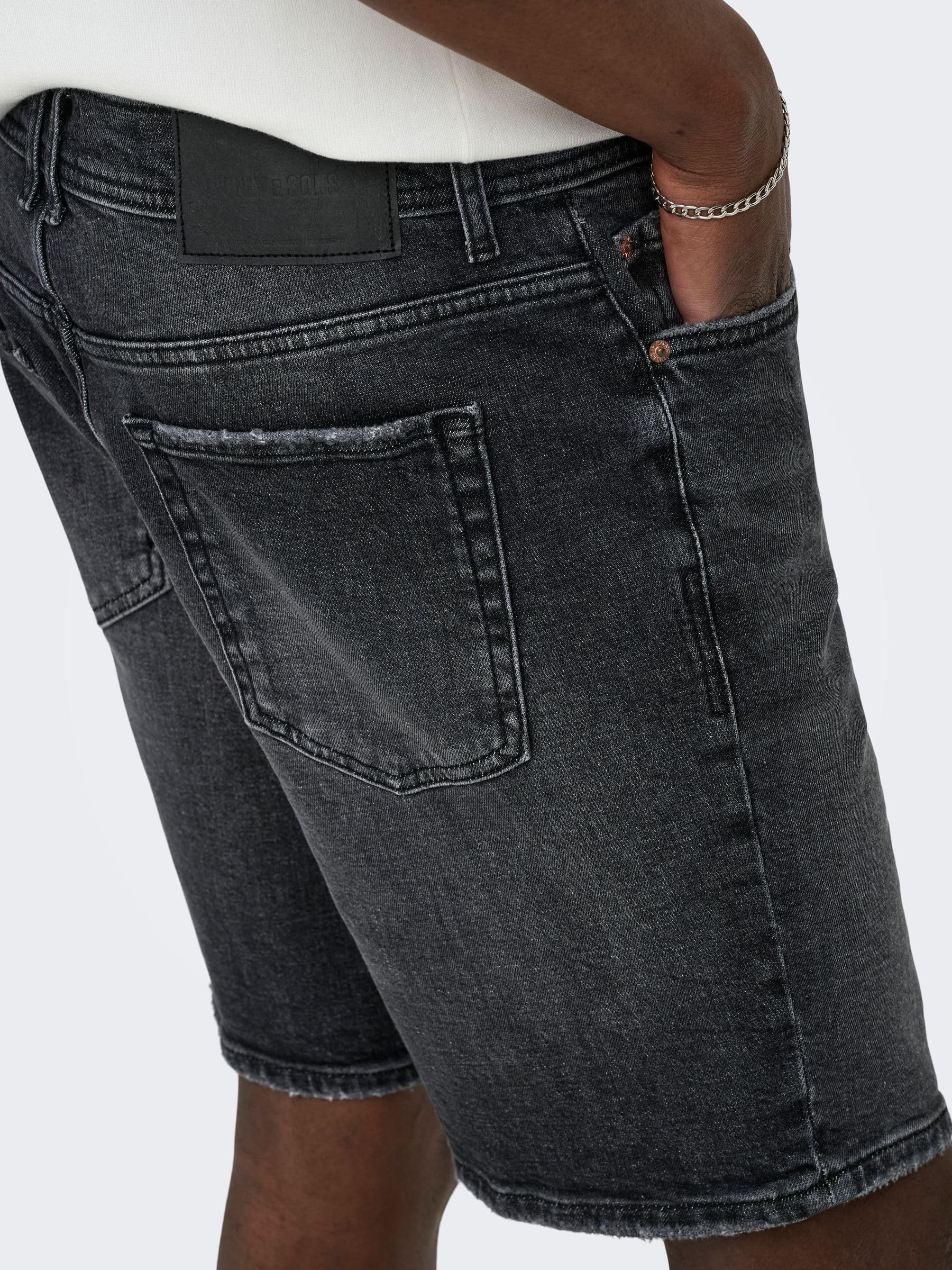 ONLY & SONS Onsedge Pantaloncini Denim Uomo Nero Slavato XL