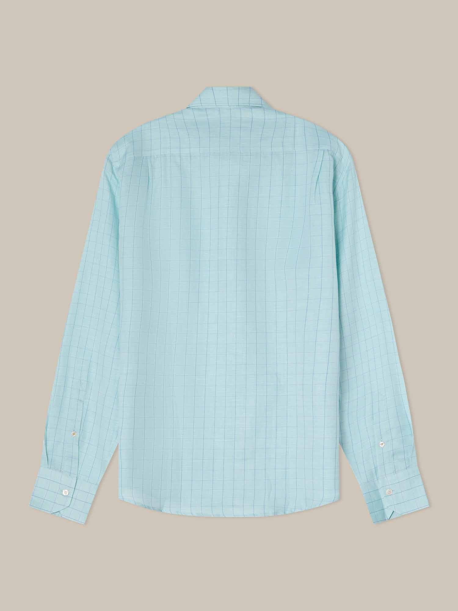 Robert Talbott Reynolds camicia cotone lino verde quadri