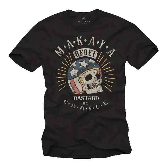 Makaya Teschio Casco Motocross T-Shirt Uomo Nera