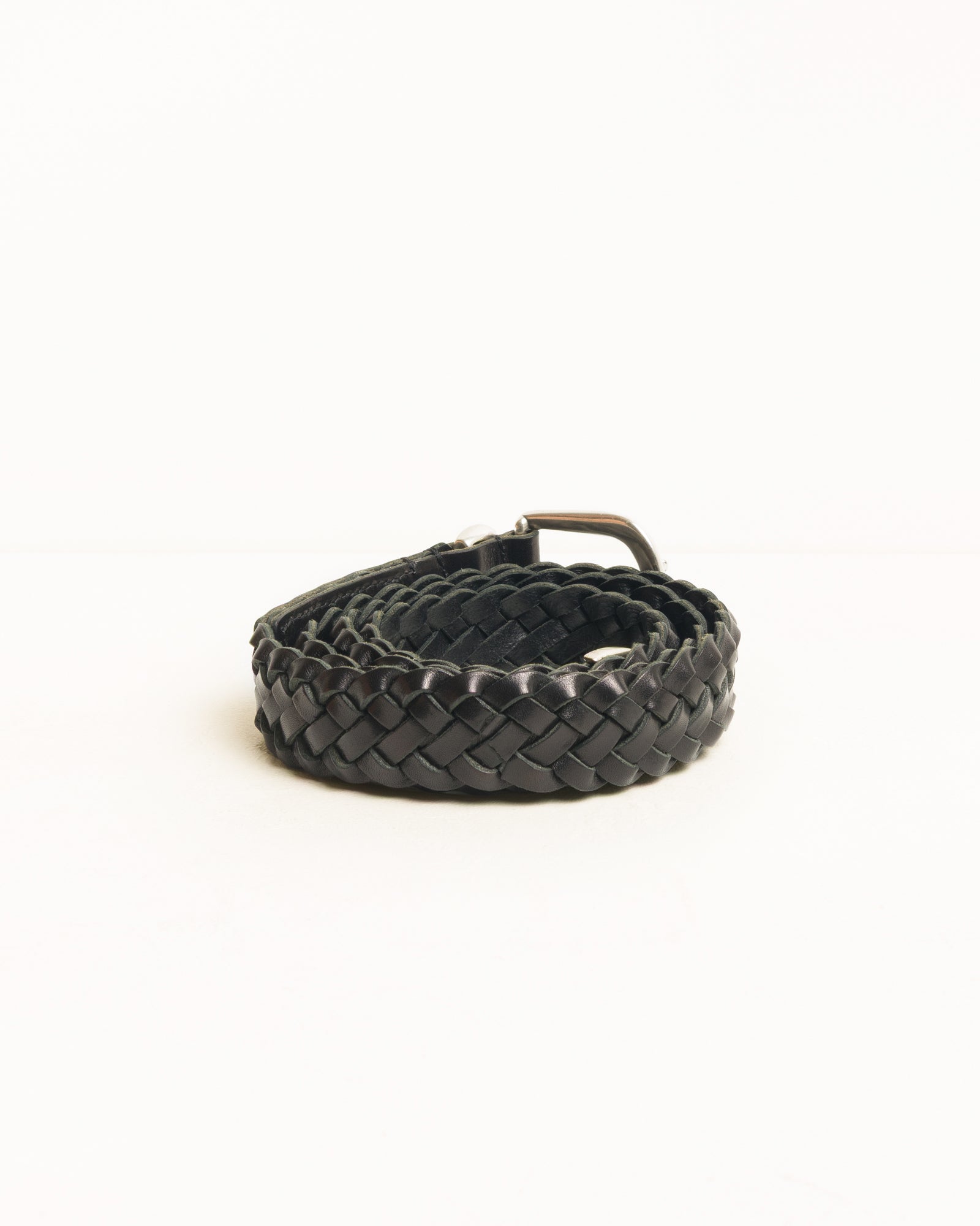 Stussy Braided Leather Belt cintura pelle nera S/M