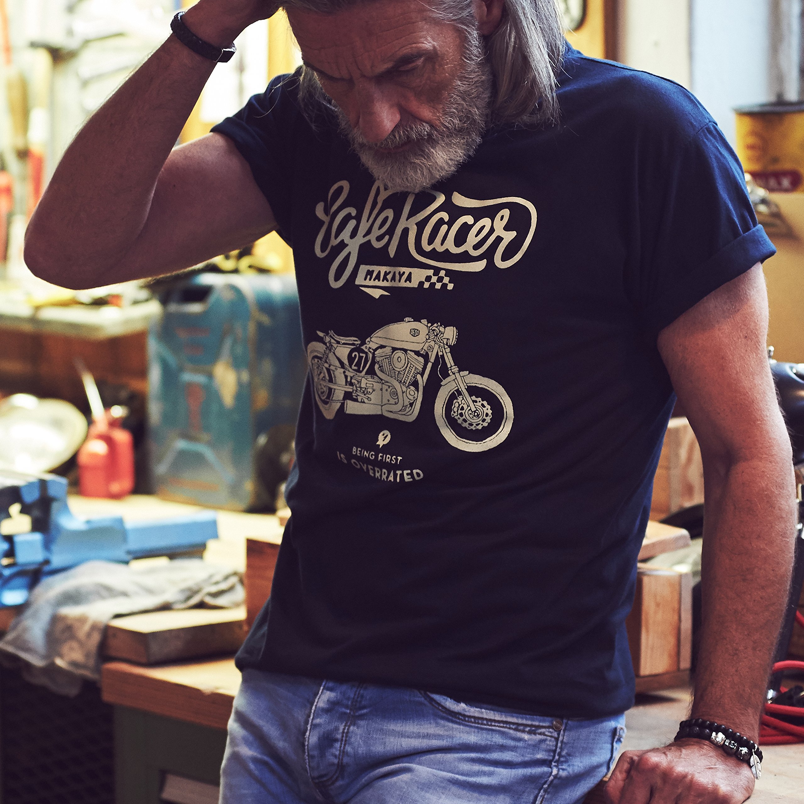 MAKAYA Biker Moto T-Shirt Uomo XL Cotone