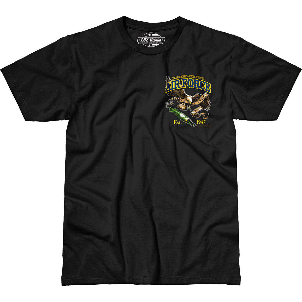7.62 Design Air Force Fighting Eagle T-Shirt nero cotone