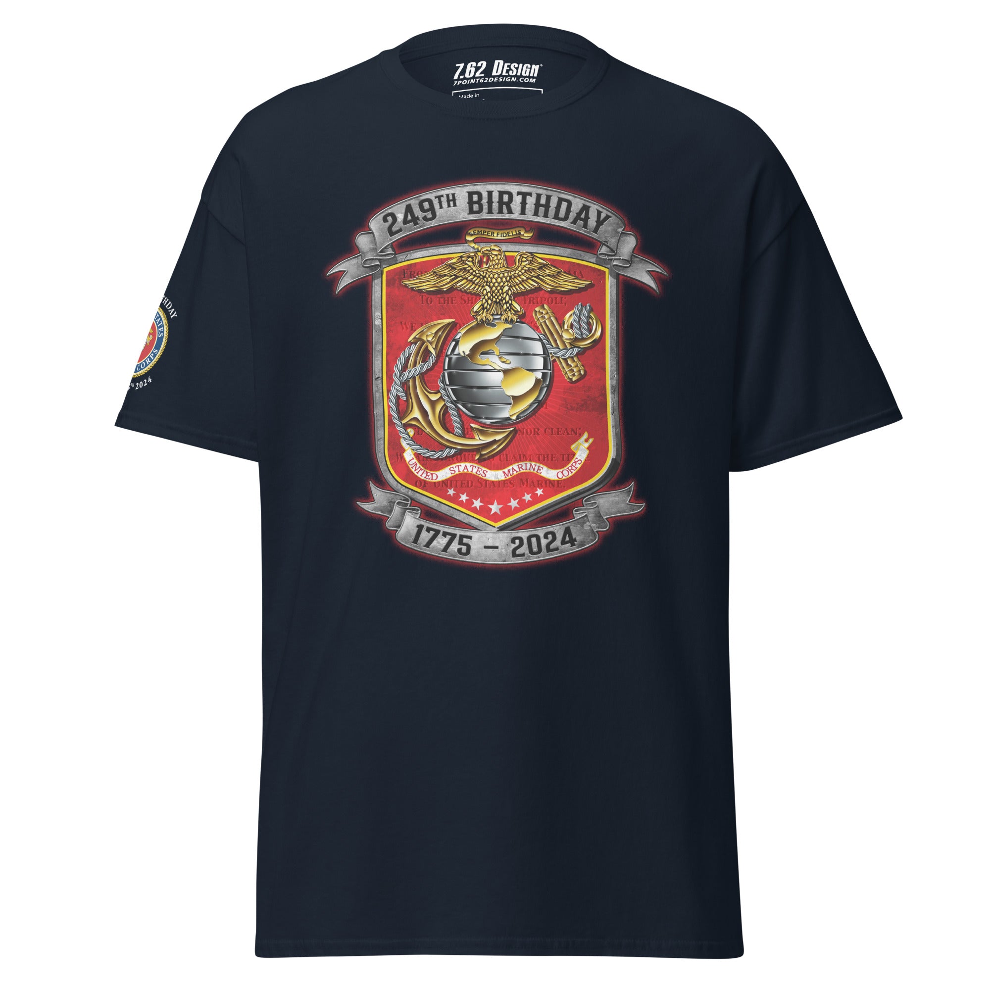 7.62 Design USMC 249th maglietta uomo nera cotone taglia L