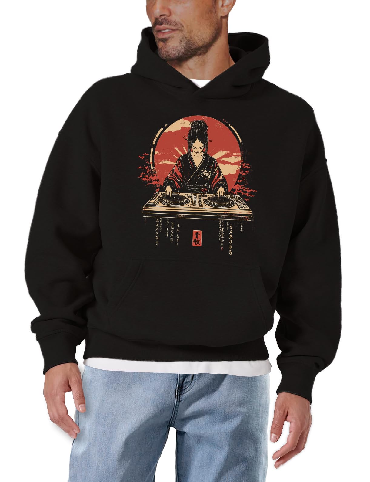 MAKAYA Felpa con Cappuccio Uomo DJ Techno hoodie XXL