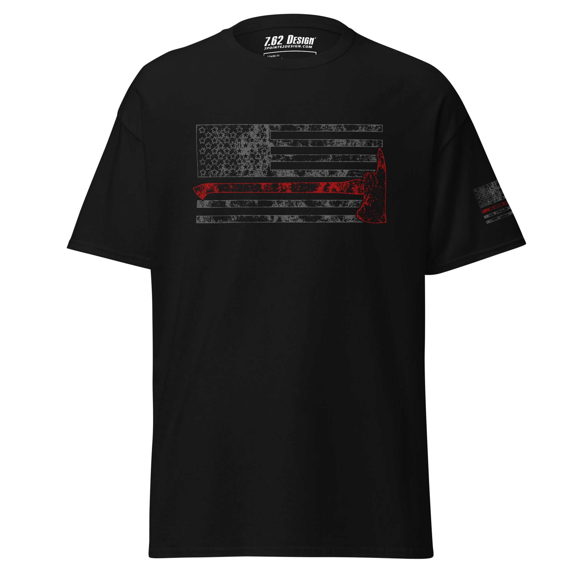 7.62 Design Firefighter Axe Redline Flag t-shirt uomo nera cotone