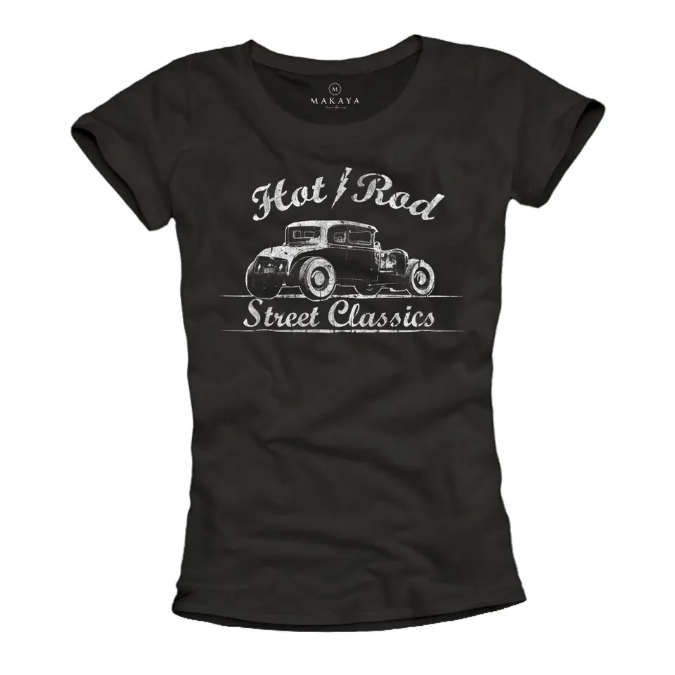 Makaya Hot Rod T-Shirt Donna Cotone Nera L