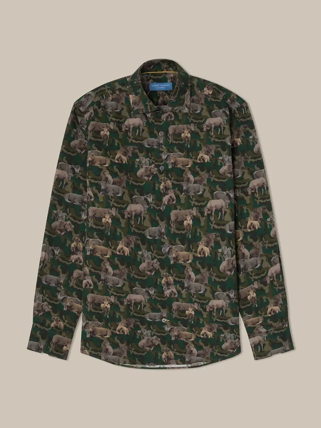 Robert Talbott Casual Shirts Reynolds Ca-Moo-Flage camicia oliva