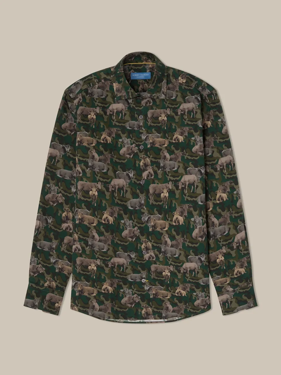 Robert Talbott Casual Shirts Reynolds Ca-Moo-Flage camicia oliva