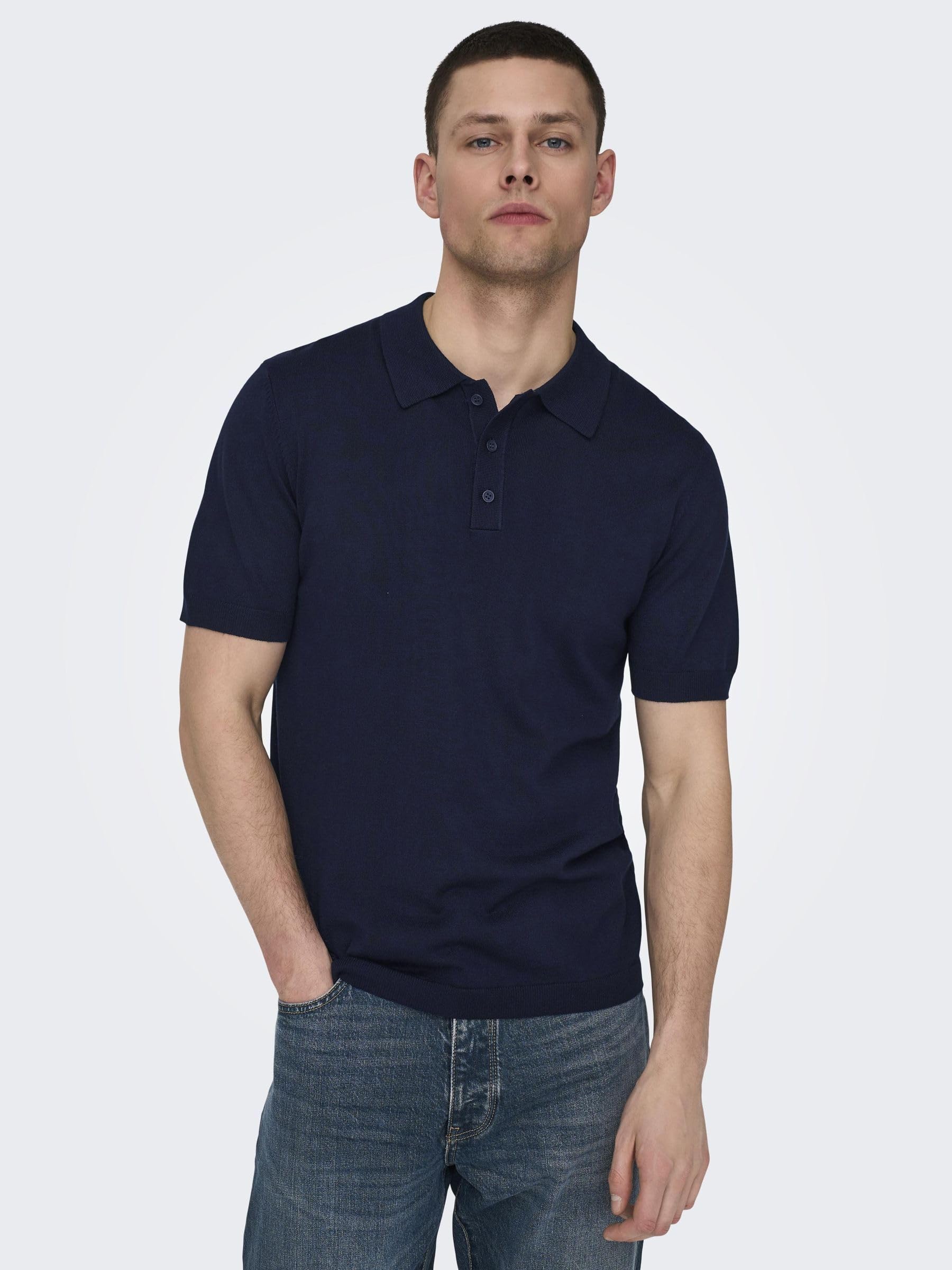Only & Sons Onswyler Polo Uomo XS Navy Maglia Cotone