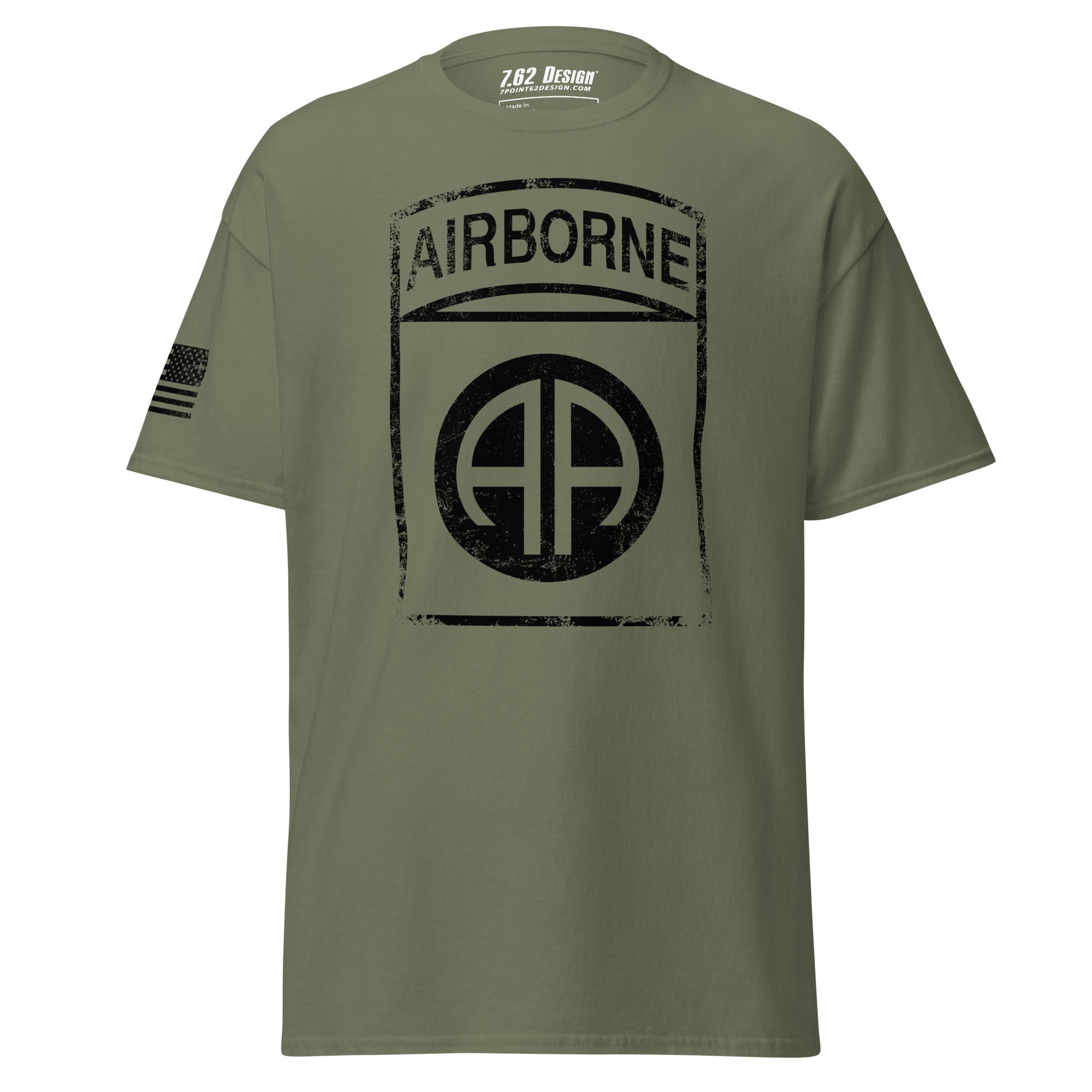 7.62 Design 82nd Airborne Maglietta Uomo Verde Militare Cotone