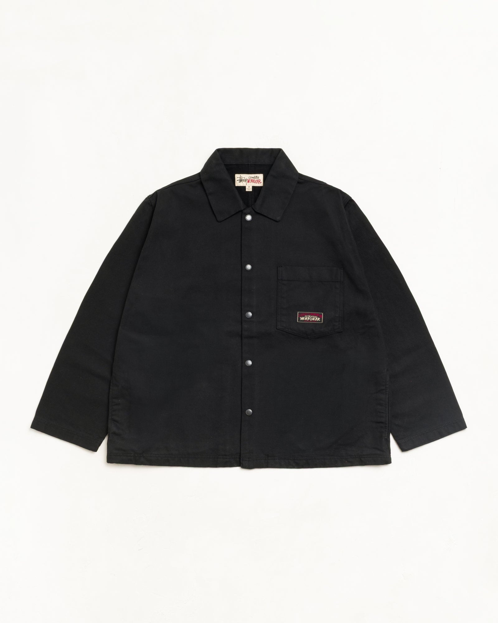 Stussy Canvas Work camicia nera overshirt cotone