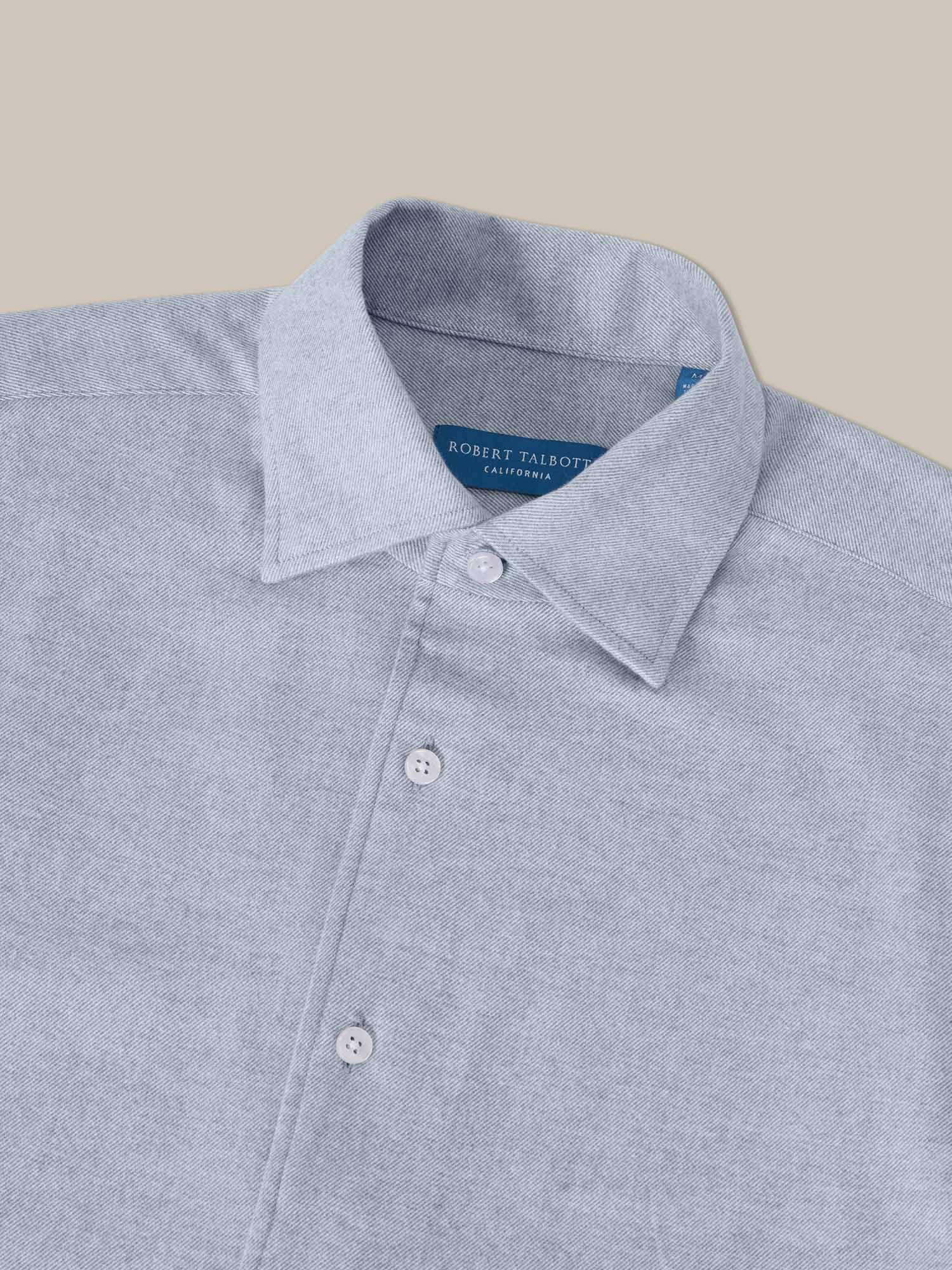 Robert Talbott Morgan camicia flanella blu manica lunga