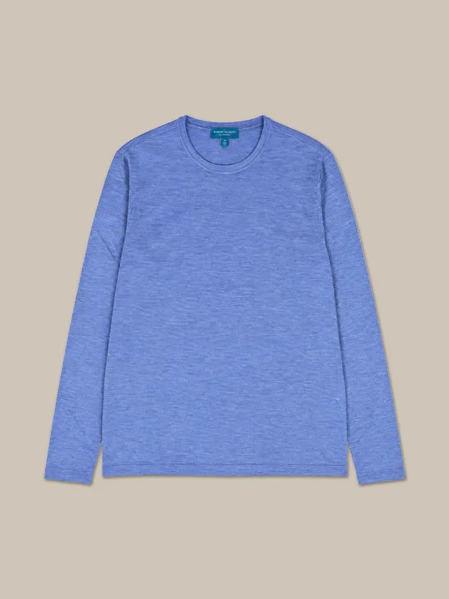 Robert Talbott Lawrence maglione lana seta blu melange