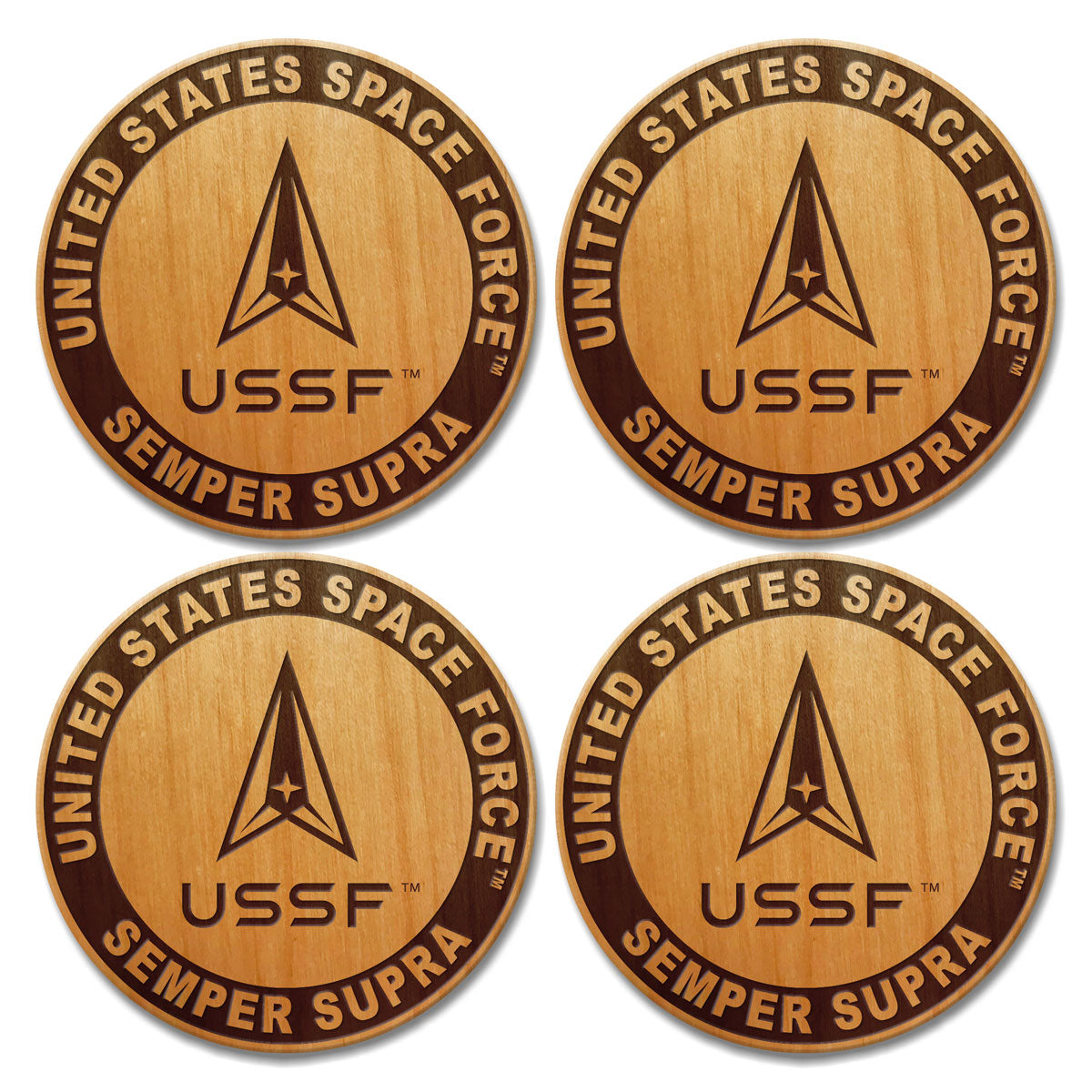 7.62 Design Space Force Sottobicchieri Legno Set 4 Pezzi Tondi Incisi