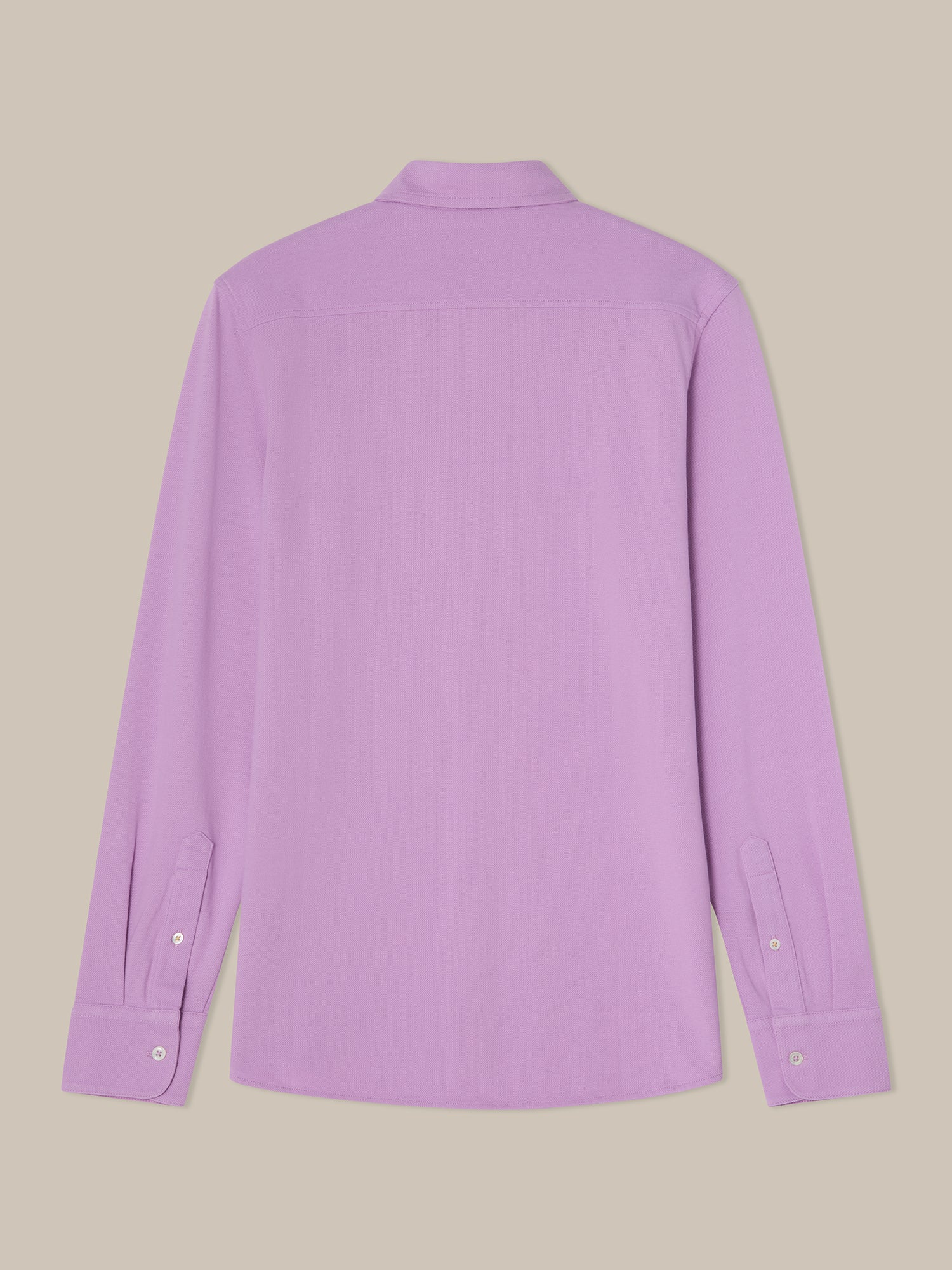 Robert Talbott Foster Polo Manica Lunga Lilla Cotone Piqué