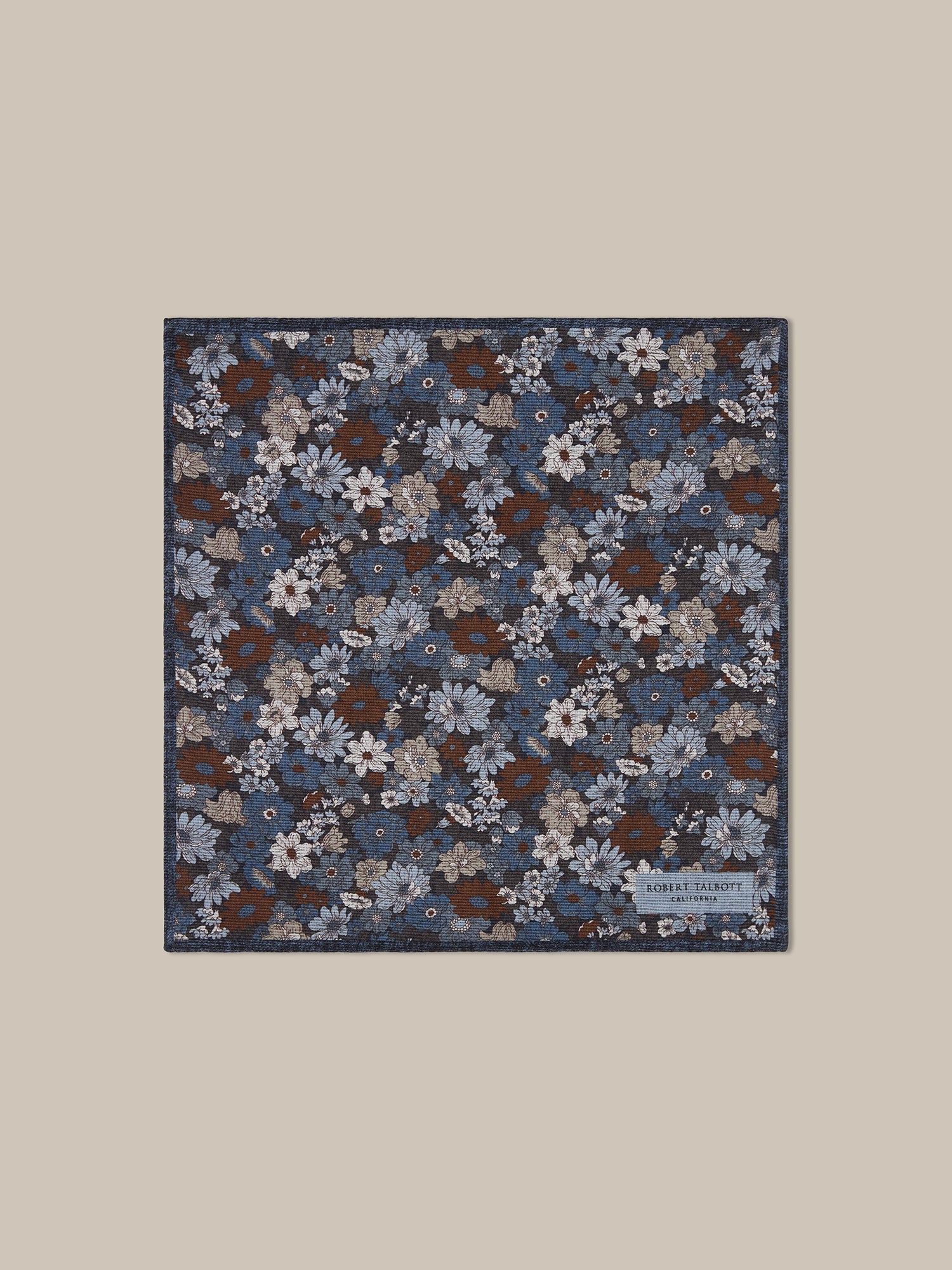 Robert Talbott Collins pochette seta floreale blu multi OS