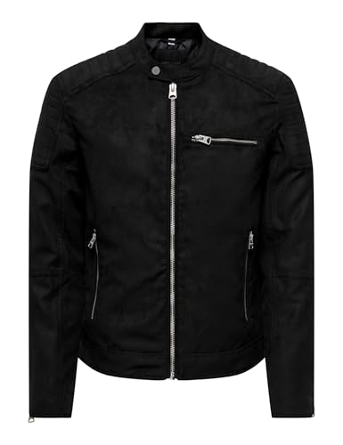 ONLY & SONS Onsgus Racer Giacca Finta Pelle Nera