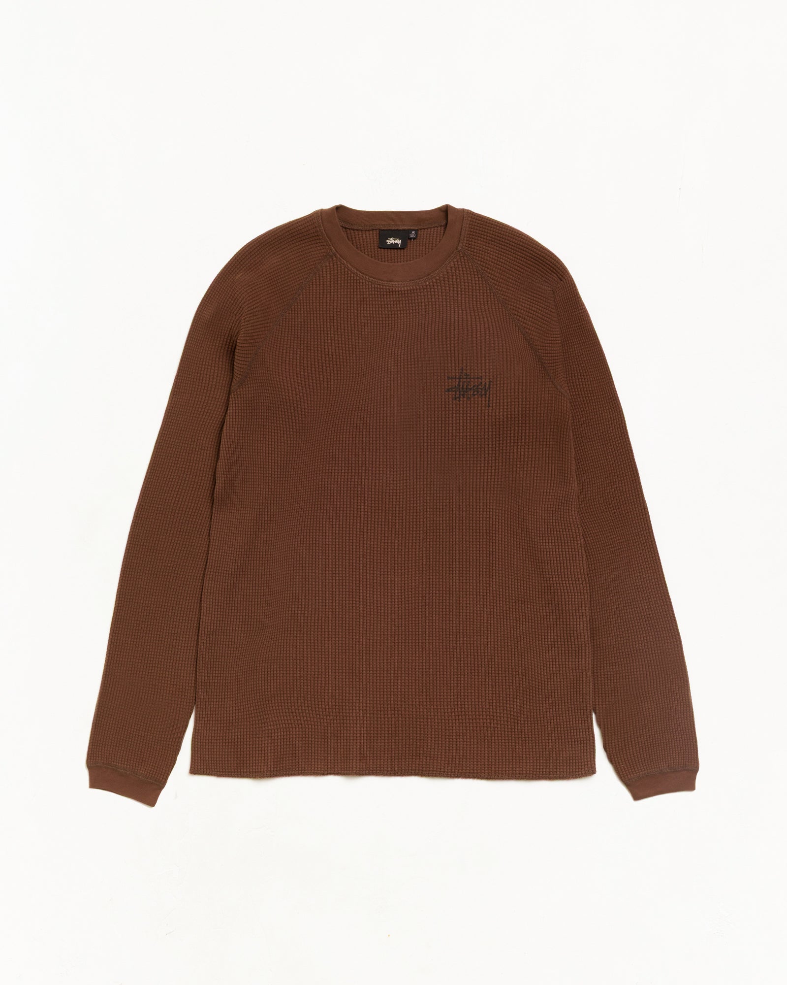 Stussy Basic Thermal maglia marrone 100% cotone