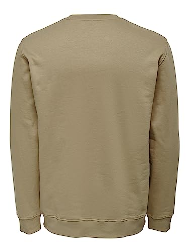 ONLY & SONS Regular Logo Crew maglione uomo beige-bianco cotone