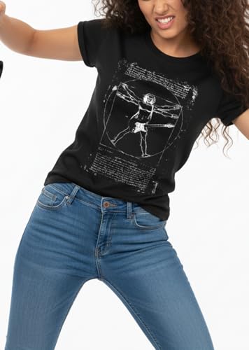 MAKAYA Da Vinci Rock Chitarra t-shirt donna cotone taglia L