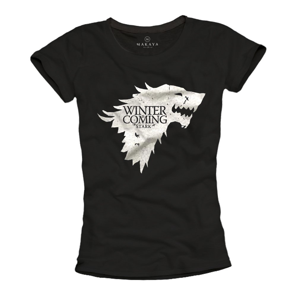 MAKAYA T-Shirt Donna Winter Is Coming nera taglia S