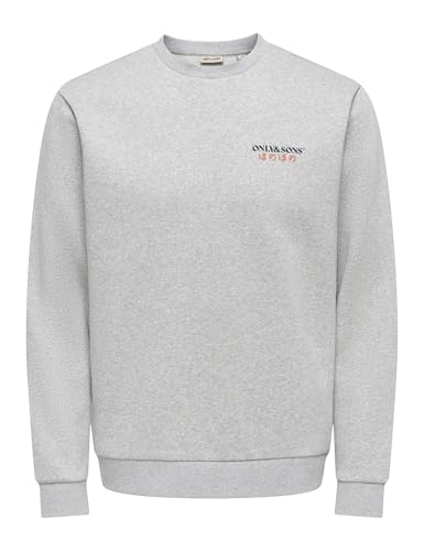 Only & Sons Onsceres Reg LS Crew Neck felpa uomo grigio girocollo