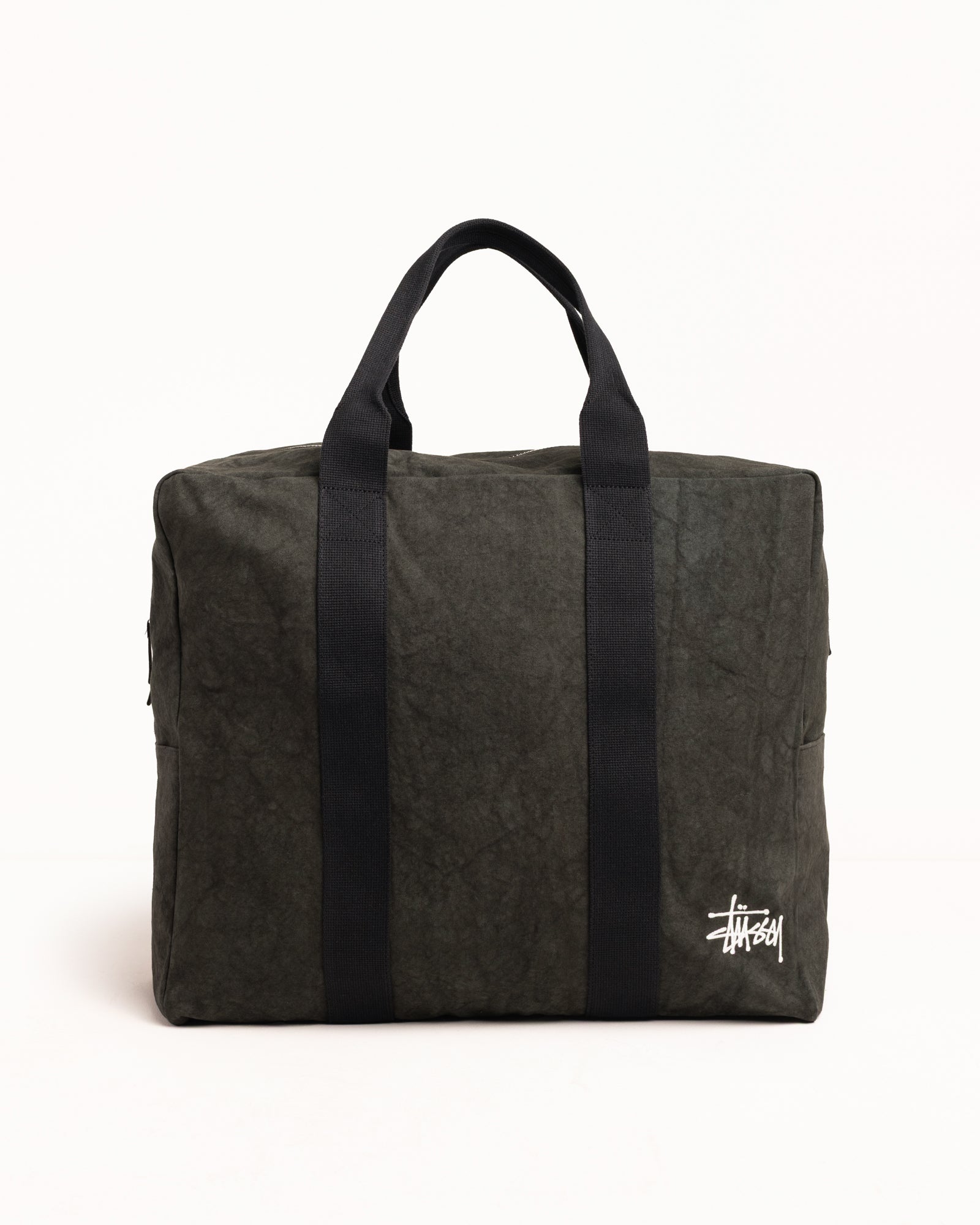 Stussy Canvas Flight borsa washed black cotone