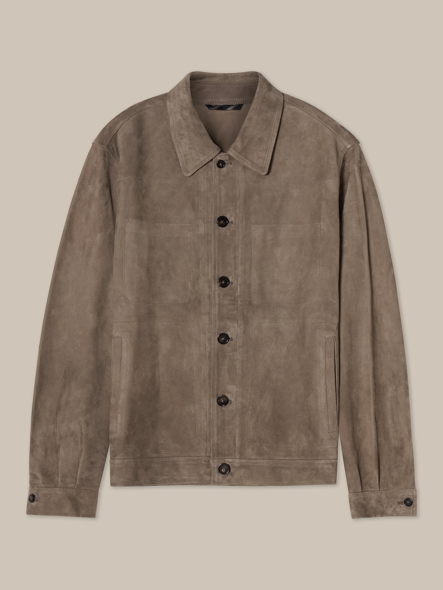 Robert Talbott Smith Trucker giubbotto pelle taupe