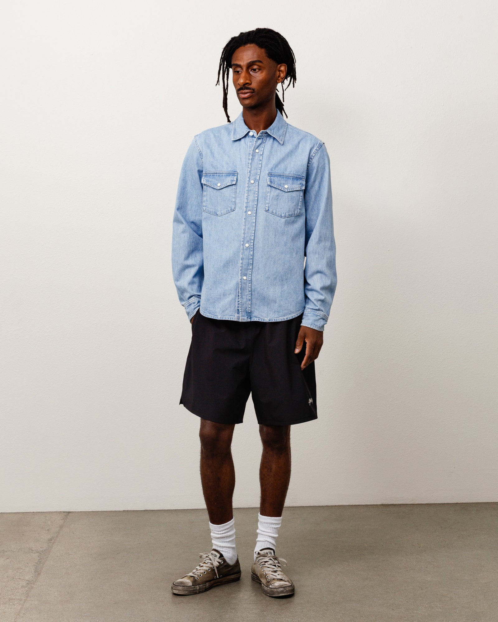 Stussy Denim Western Shirt camicia light denim cotone