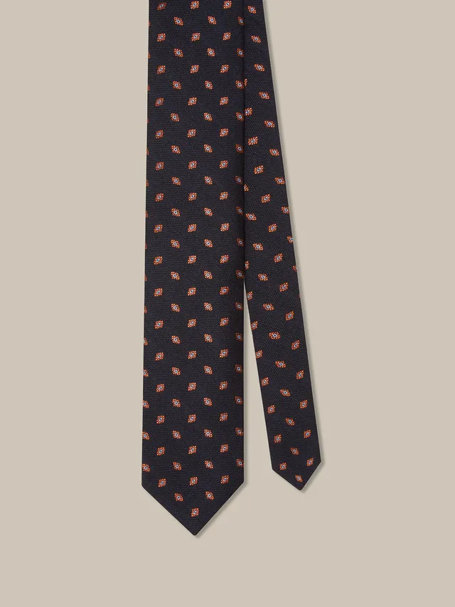 Robert Talbott Geo Neat cravatta blu navy cotone seta REG