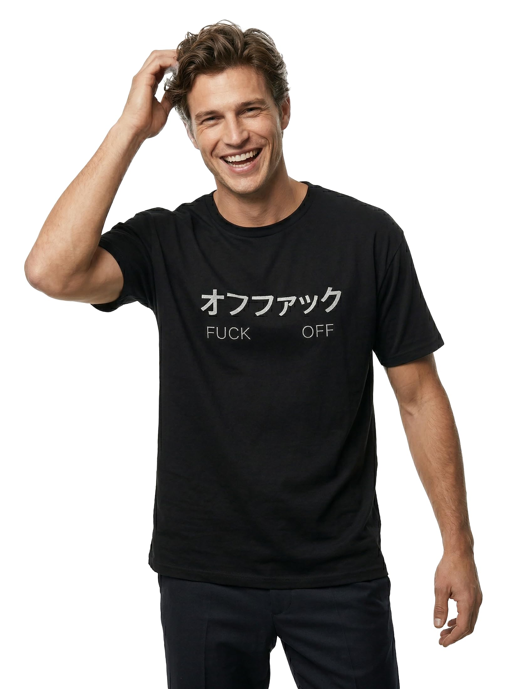 MAKAYA T-Shirt Uomo cotone scritta manga taglia XL