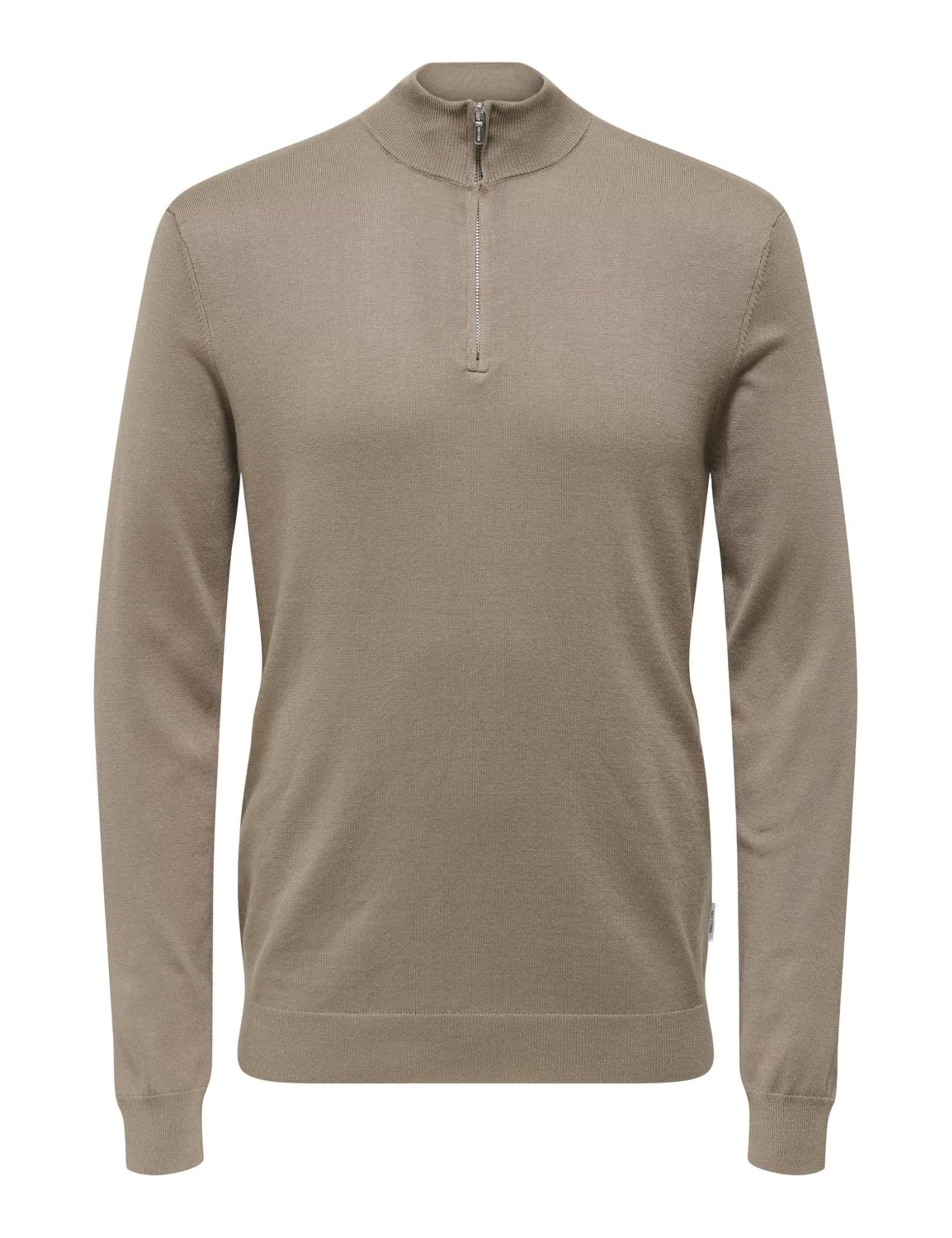 ONLY & SONS Onswyler Felpa Mezza Zip Uomo Coffee Bean