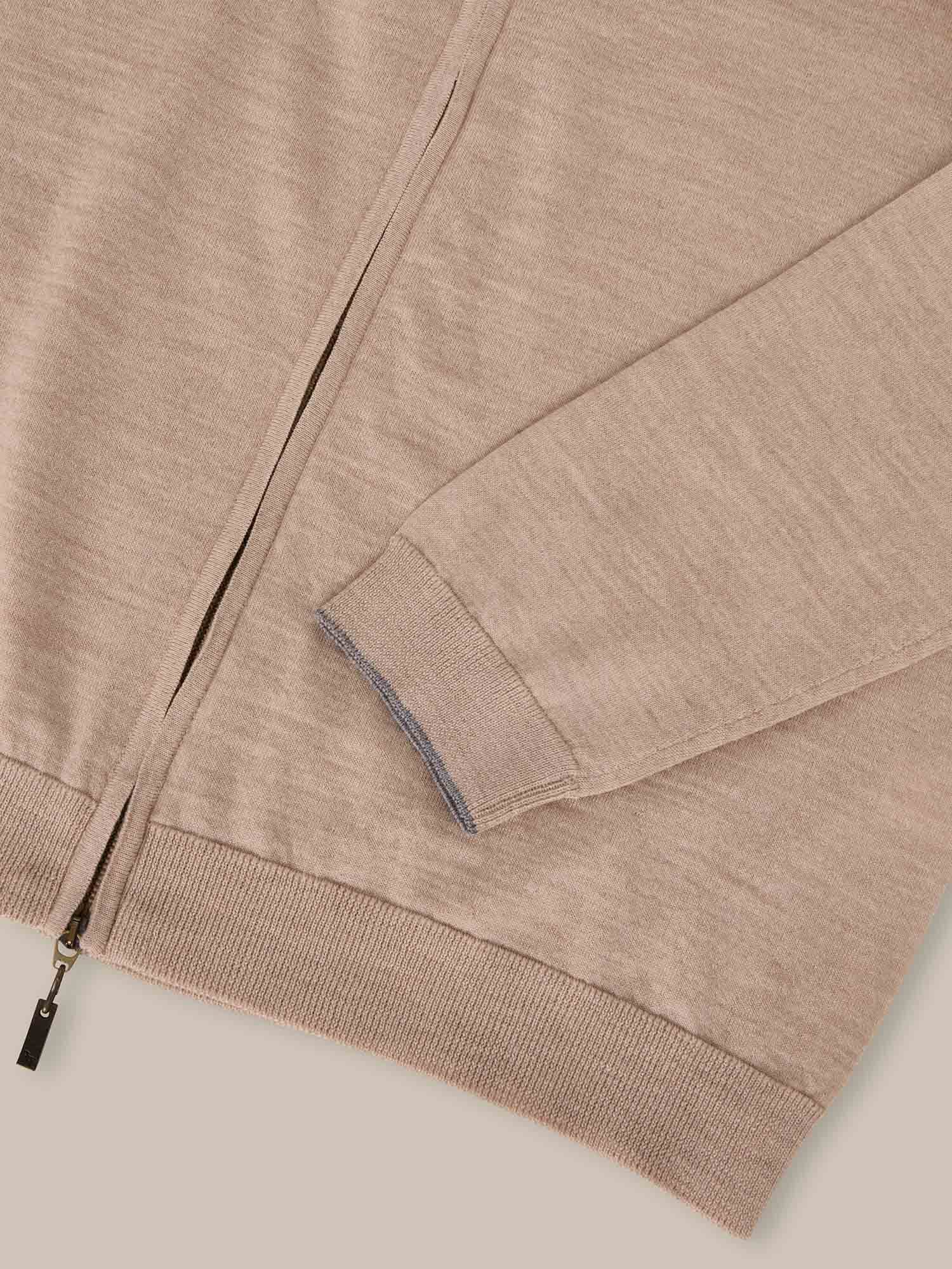 Robert Talbott Dalton maglione full zip merino flax