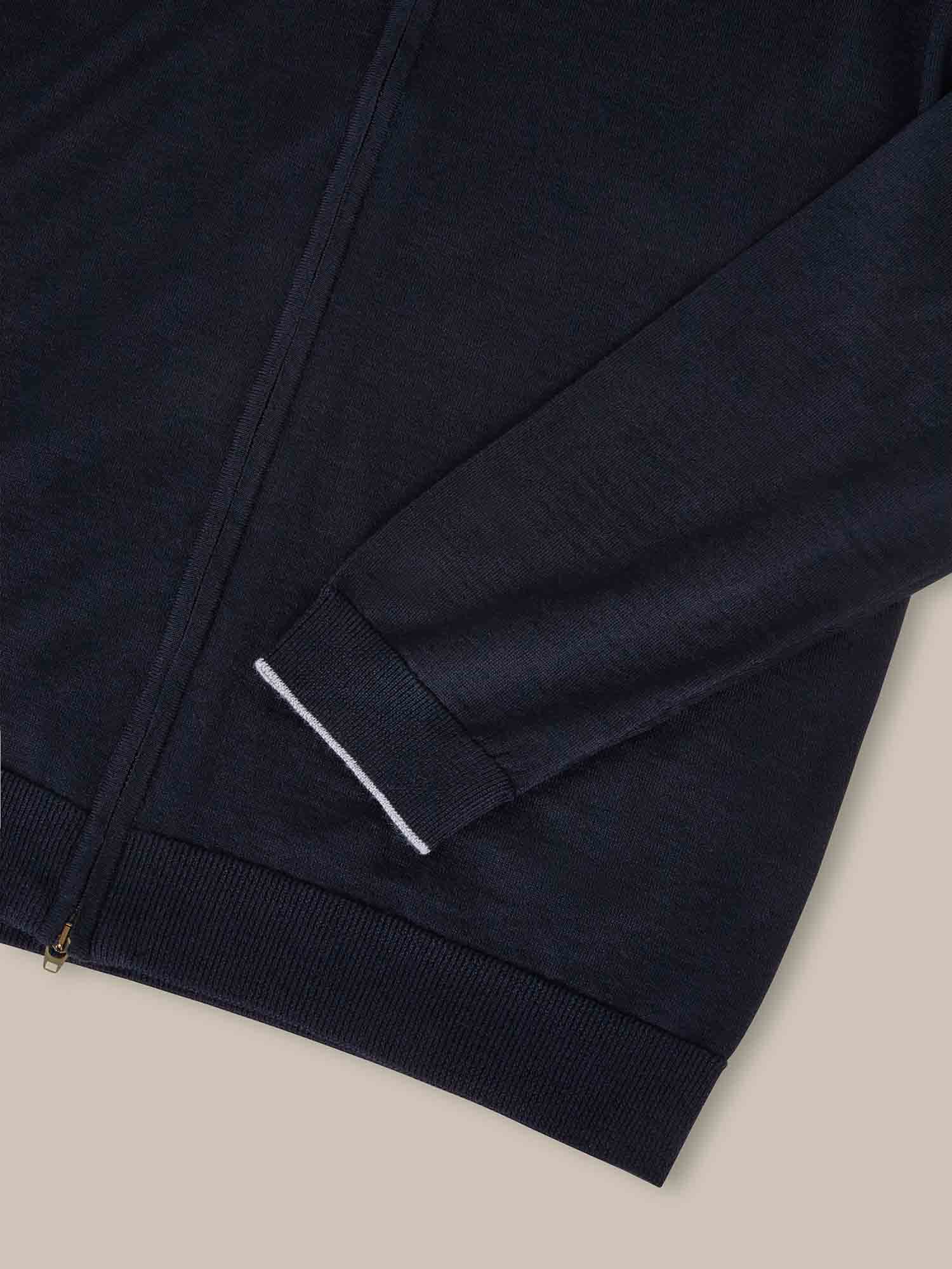 Robert Talbott Dalton maglione full zip merino navy