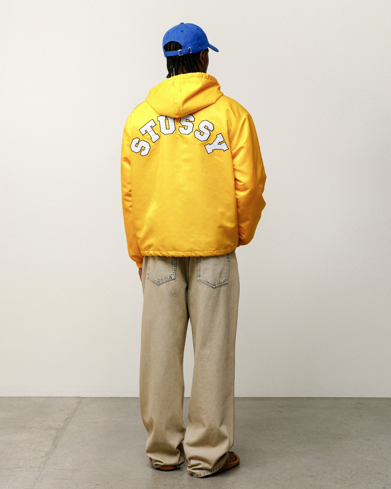 Stussy Hooded Coaches Jacket giacca gialla nylon imbottita